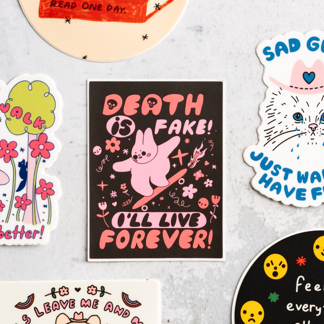 Grand sticker - Death is fake - Tender ghost