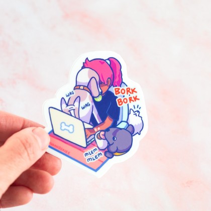 Grand sticker vinyle - Working from home with dogs