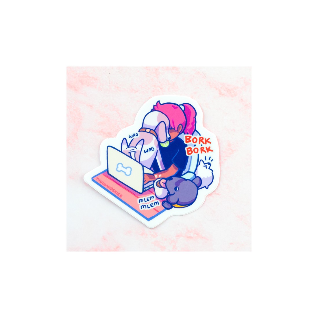 Grand sticker vinyle - Working from home with dogs