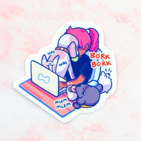 Grand sticker vinyle - Working from home with dogs