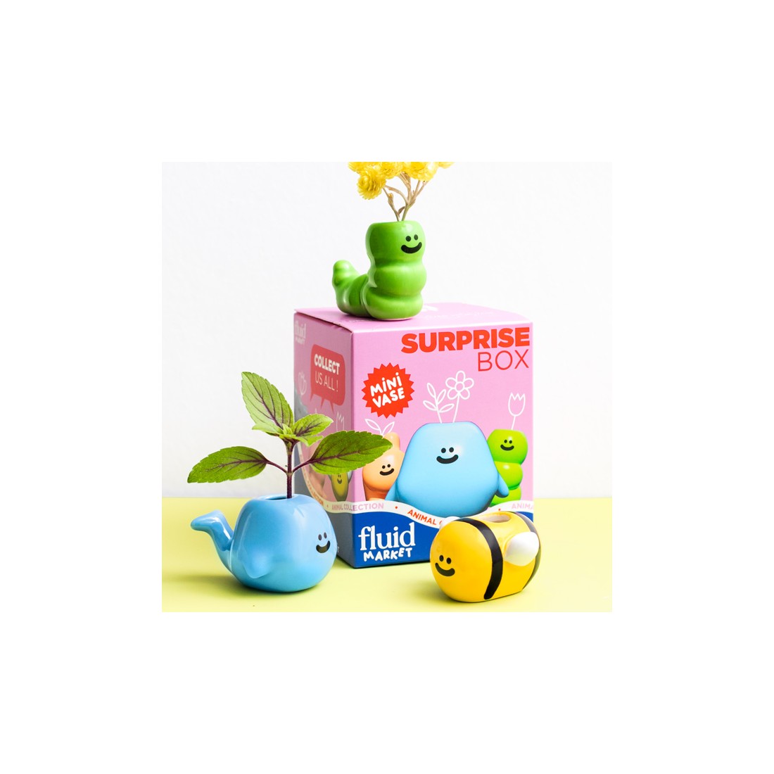 Mini vase Fluid Market - Surprise box (animaux)