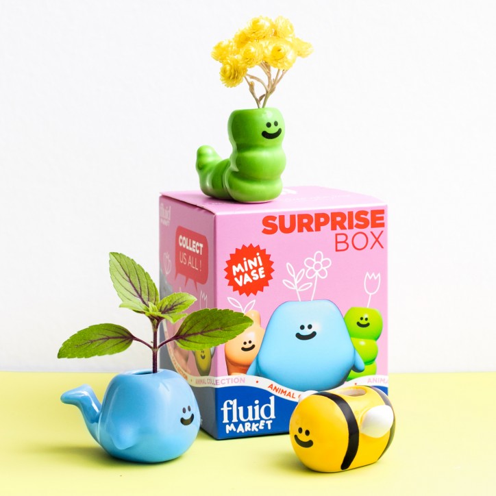 Mini vase Fluid Market - Surprise box (animaux)