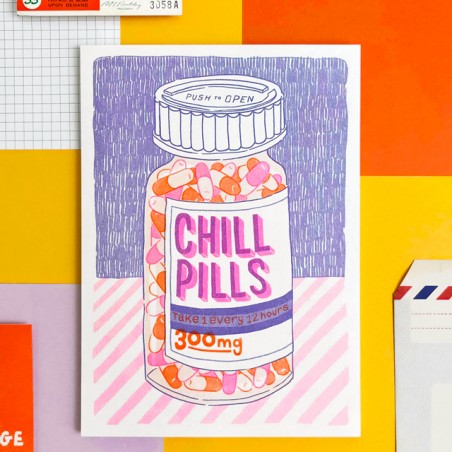 Affiche risographie - Chill pills - 
Jacqueline Colley