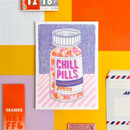 Affiche risographie - Chill pills