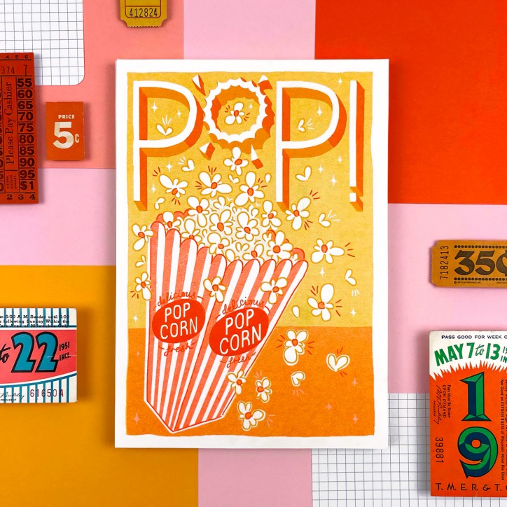 Affiche risographie - Pop corn - 
Jacqueline Colley