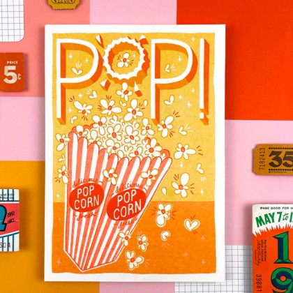Affiche risographie - Pop corn - 
Jacqueline Colley