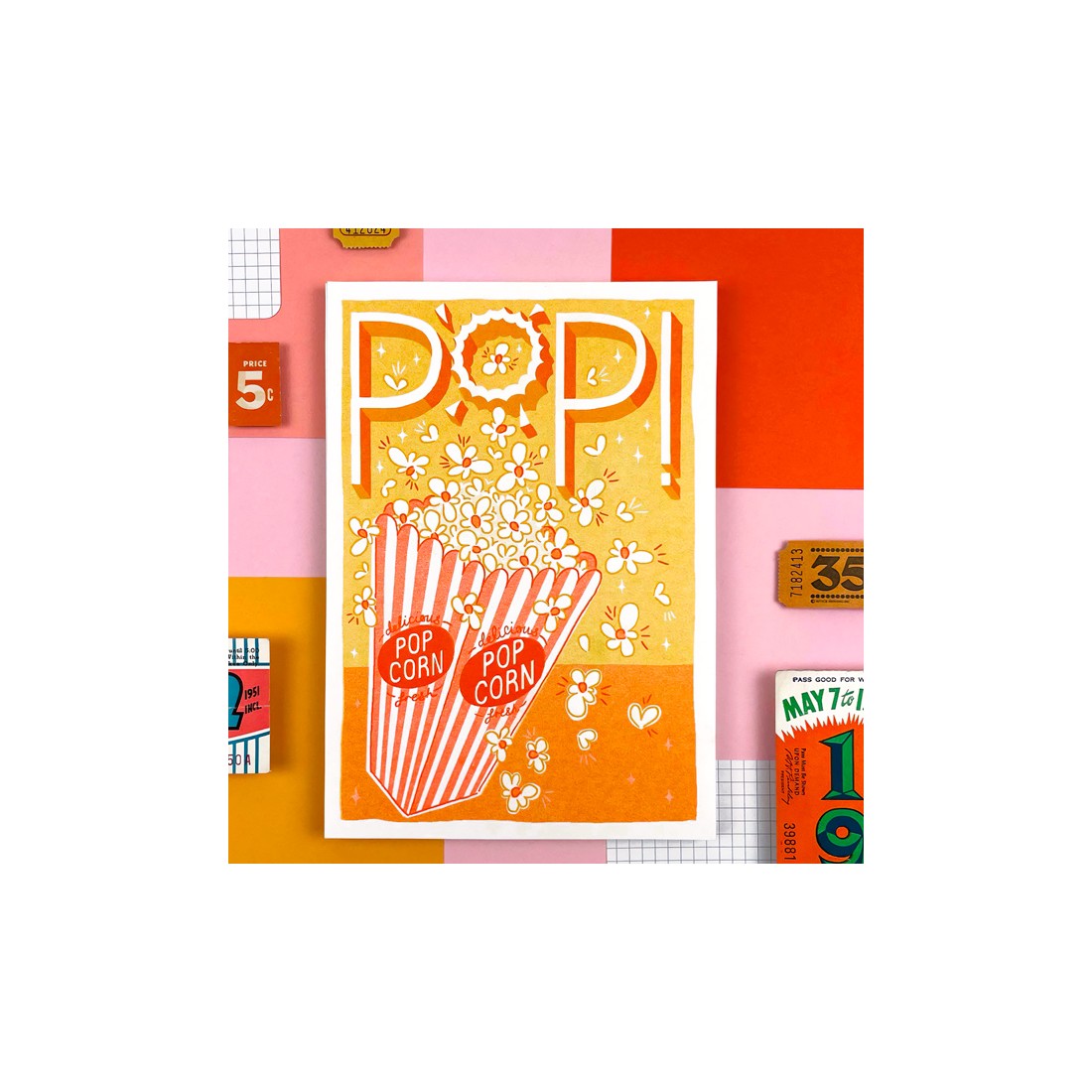 Affiche risographie - Pop corn - 
Jacqueline Colley