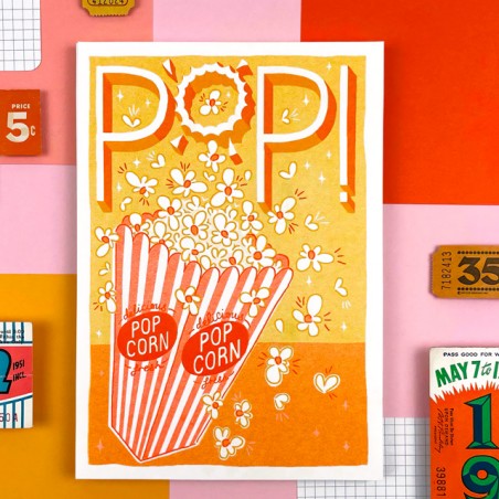 Affiche risographie - Pop corn - 
Jacqueline Colley