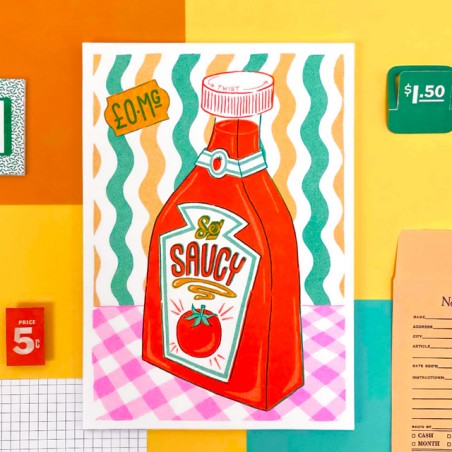 Affiche risographie - Saucy - 
Ketchup Jacqueline Colley