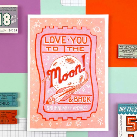 Affiche risographie - To the moon and back