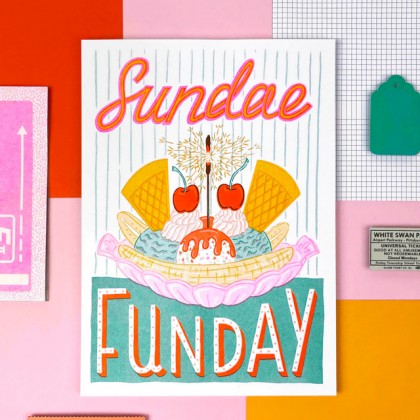 Affiche risographie - Sundae funday - Jacqueline Colley