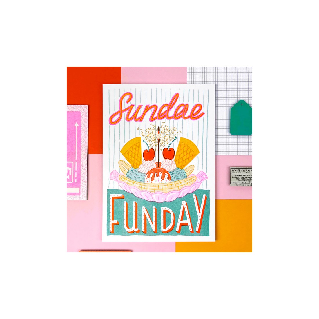 Affiche risographie - Sundae funday - Jacqueline Colley