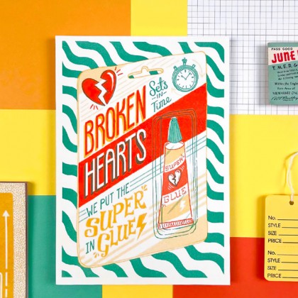 Affiche risographie - Broken hearts - Jacqueline Colley