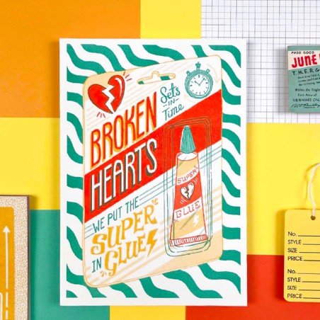 Affiche risographie - Broken hearts - Jacqueline Colley