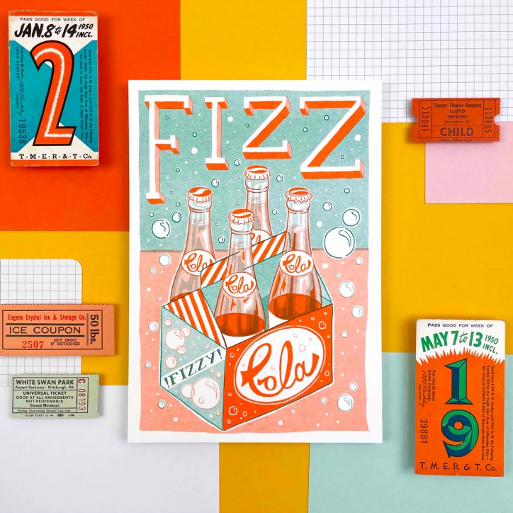 Affiche risographie - Fizz cola - Jacqueline Colley