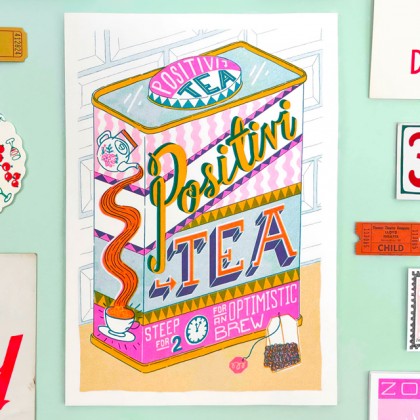 Affiche risographie - Positive tea (A4)