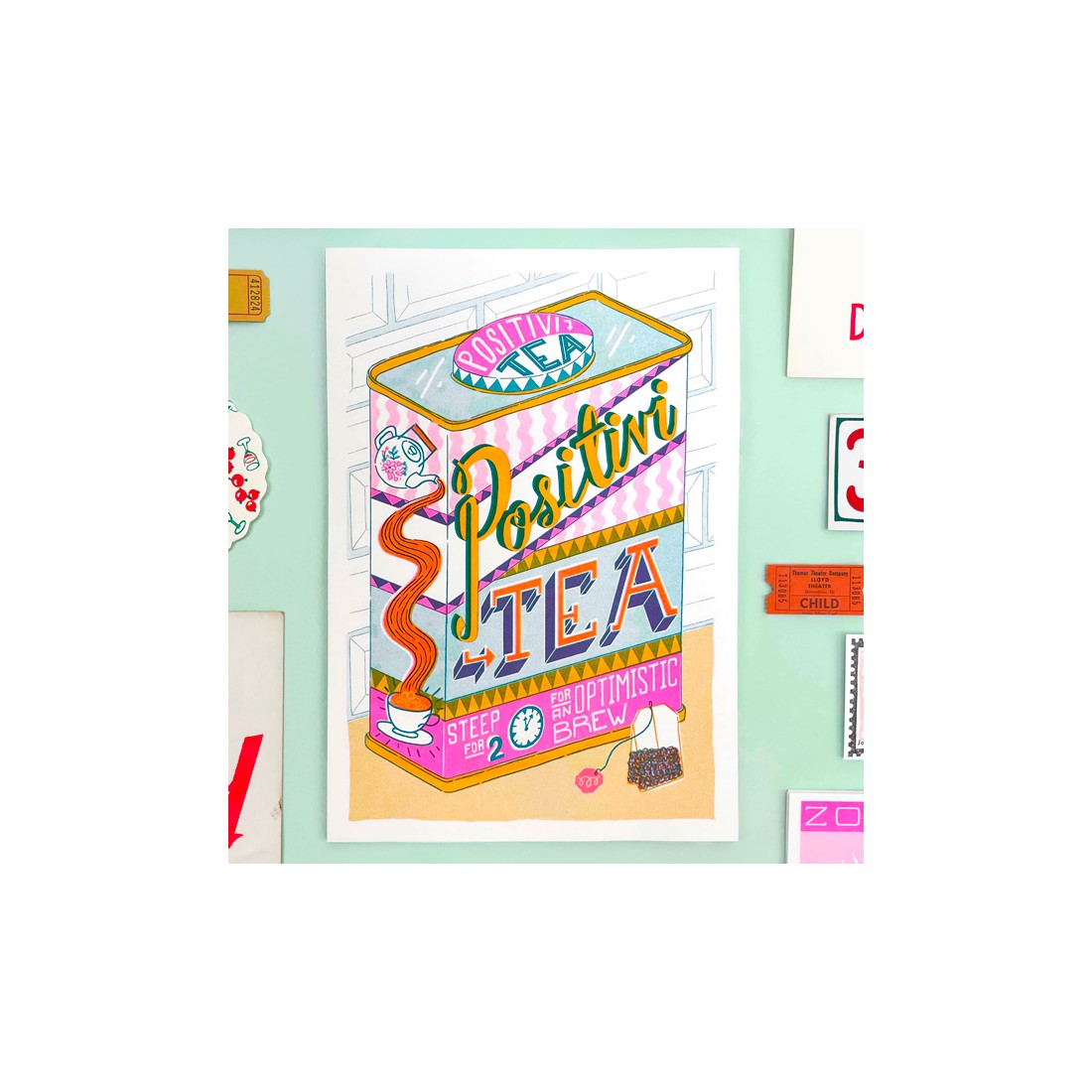 Affiche risographie - Positive tea (A4)