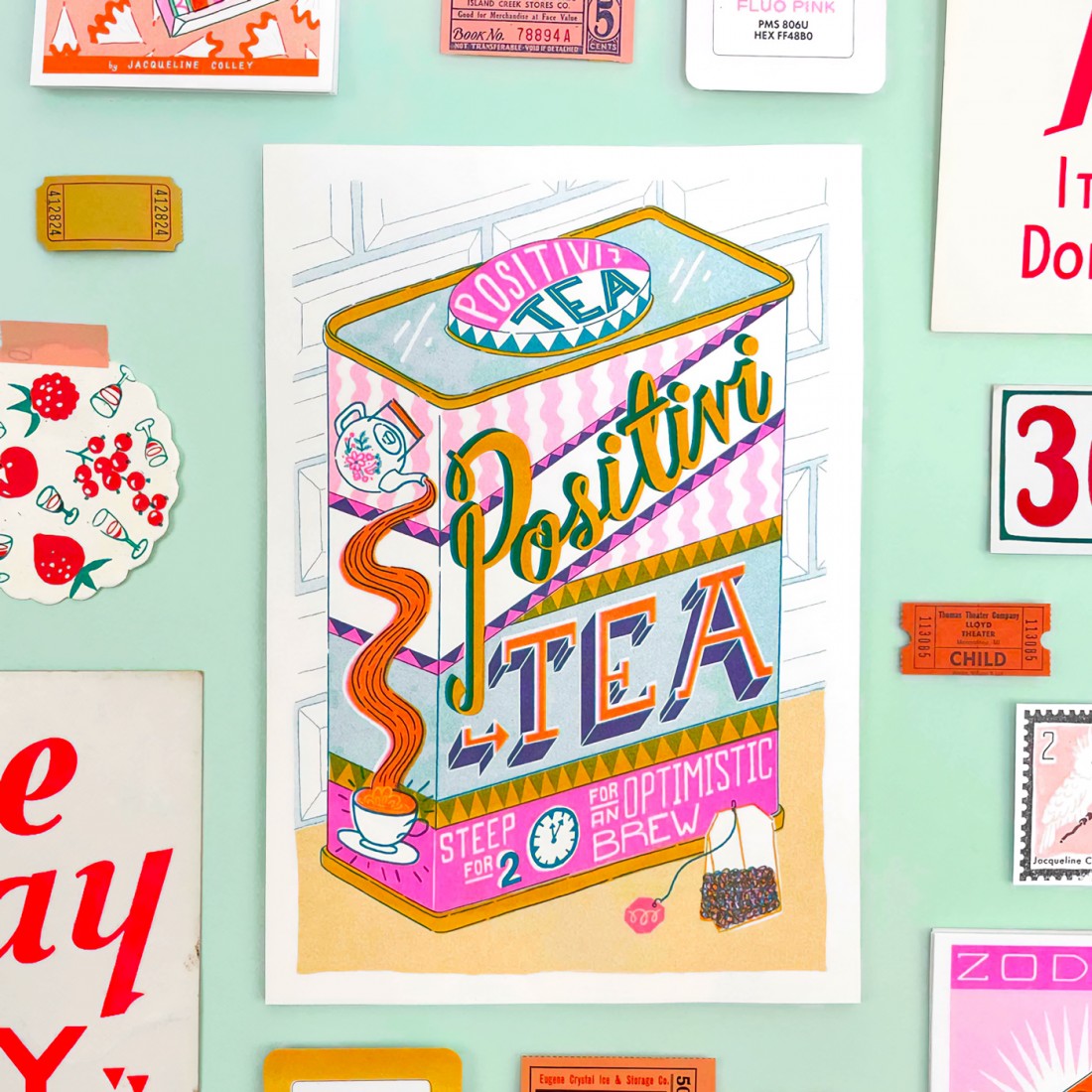 Affiche risographie - Positive tea (A4)