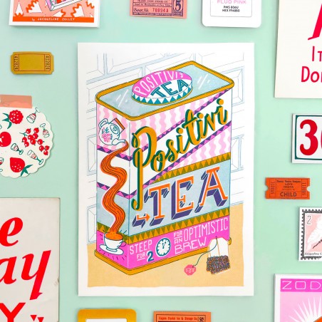 Affiche risographie - Positive tea (A4)