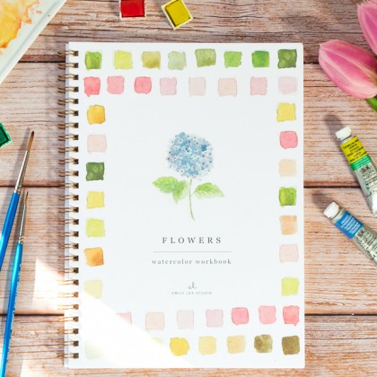 Carnet de peinture à l'aquarelle - Flowers - Emily Lex Studio