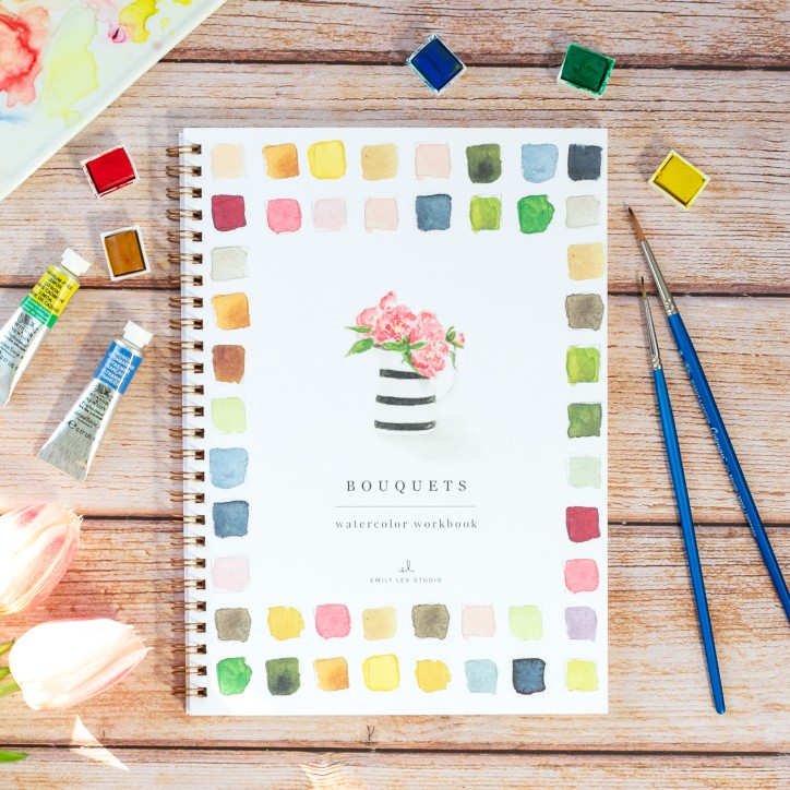 Carnet de peinture à l'aquarelle - Bouquets - Emily Lex Studio