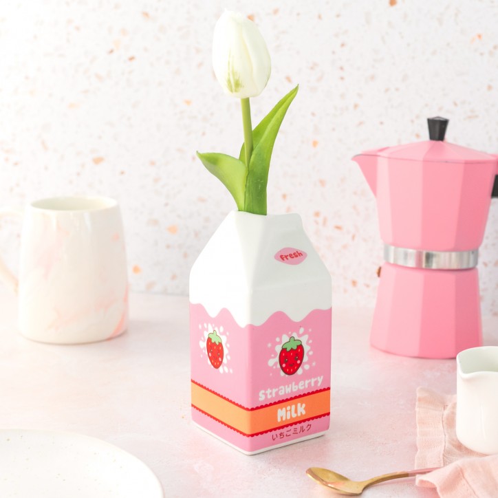 Vase - Brique de lait fraise - Mignon cute cadeau Kawaii strawberry milk
