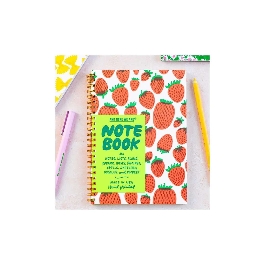 Carnet à spirale - Fraises