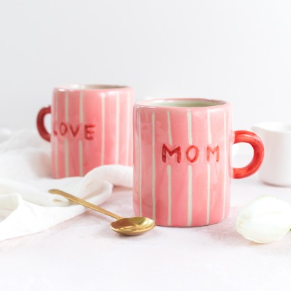 Mug en grès naturel - Love mom