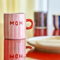 Mug en grès naturel - Love mom - Cadeau fête des mères