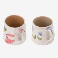 Mug en grès naturel - Camilla - Fleurs artisanal