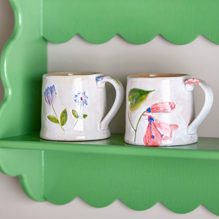 Mug en grès naturel - Fleurs Camilla - Bloomingville