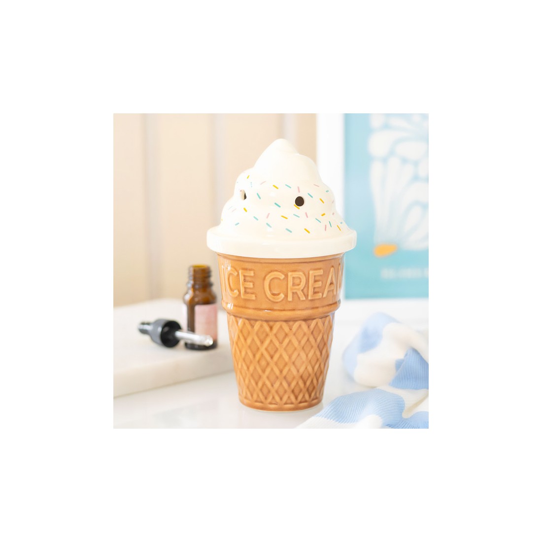 Brûle-parfum en céramique - Cornet de glace
