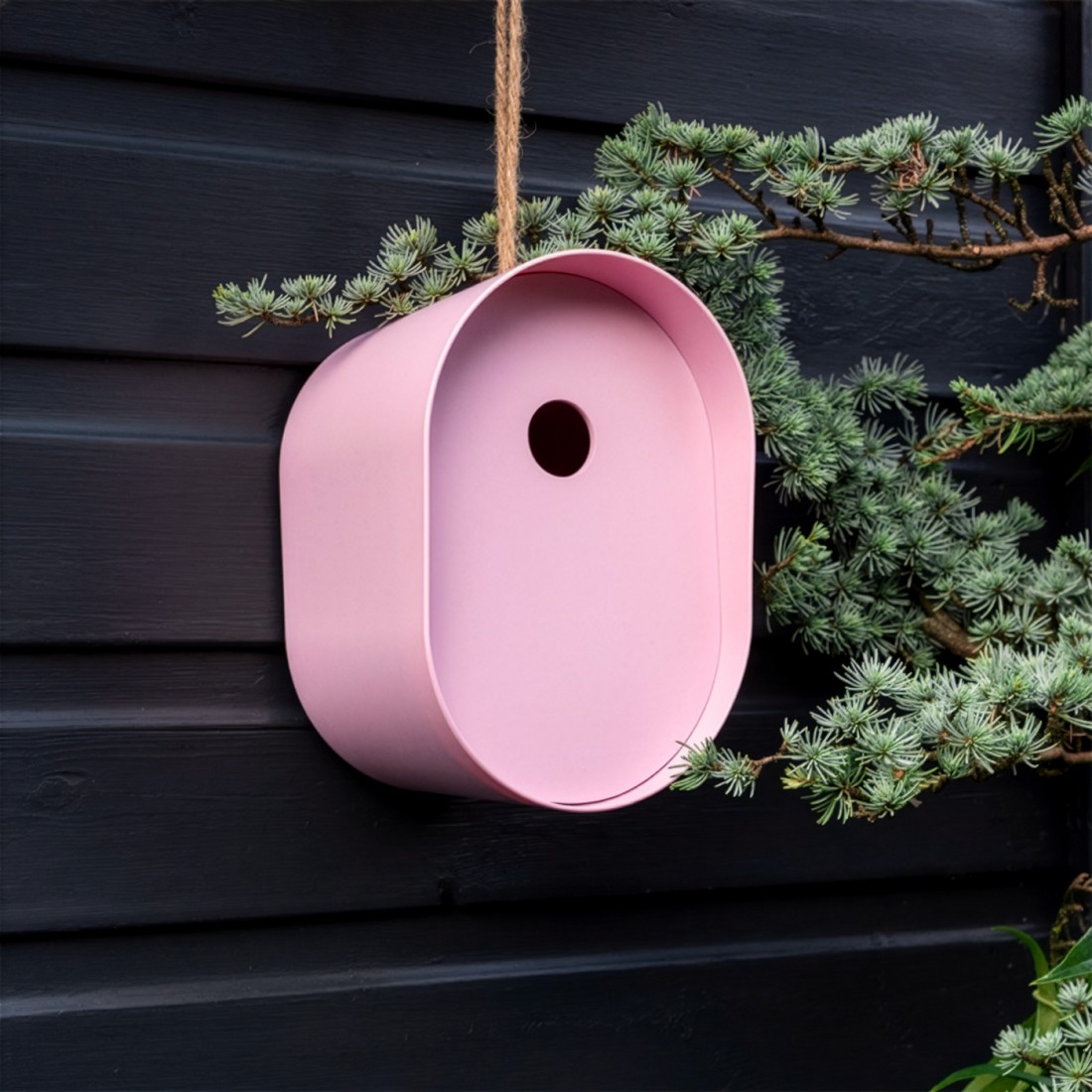 Nichoir pour oiseau en fibre de bambou - Ovale (rose) - Rex london