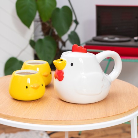 Set théière et tasses - Poule