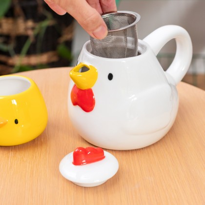 Set of teapot and cups - Chicken