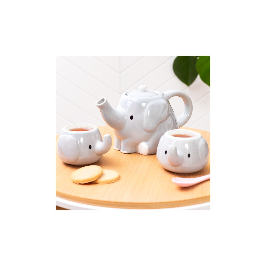 Set théière et tasses - Éléphant
