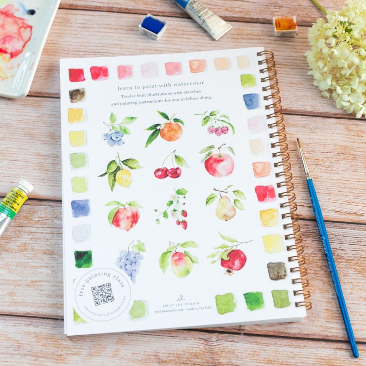 Carnet de peinture à l'aquarelle - Fruits - Emily Lex Studio