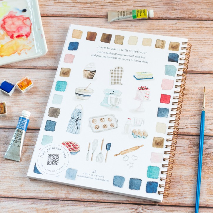 Carnet de peinture à l'aquarelle - Baking - Emily Lex