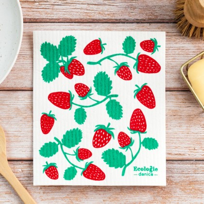 Éponge plate / lavette - Fraises
