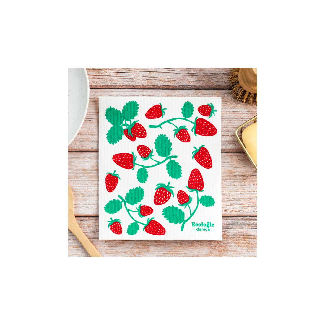Éponge plate / lavette - Fraises