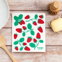 Éponge plate / lavette - Fraises - Ecologie Danica