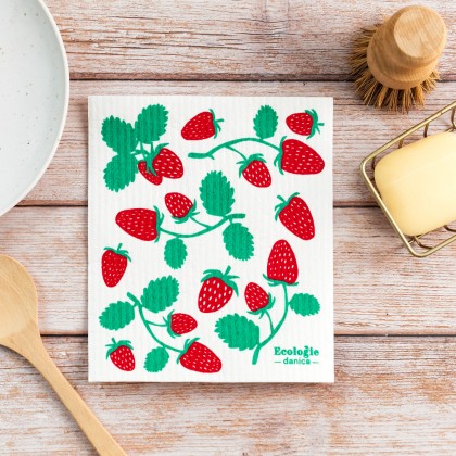 Éponge plate / lavette - Fraises