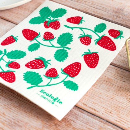 Éponge plate / lavette - Fraises