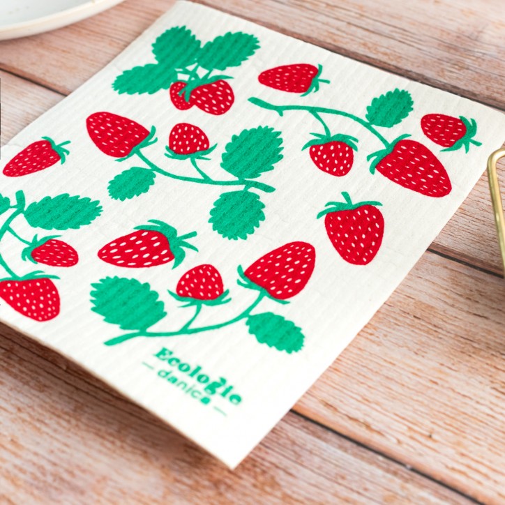 Éponge plate / lavette - Fraises