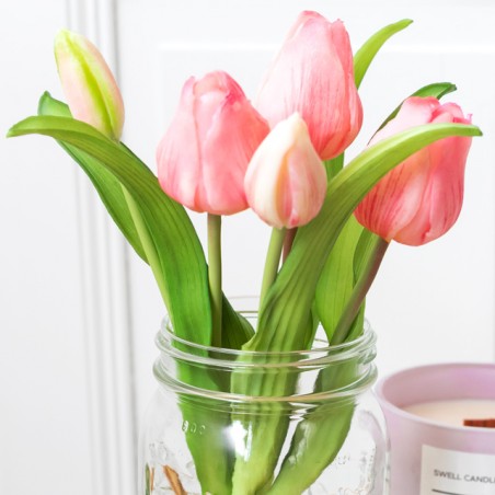 Bouquet of 5 soft touch tulips - Pink