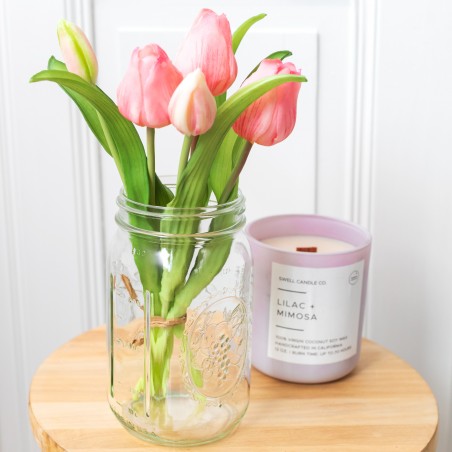 Bouquet de 5 tulipes réalistes (soft touch) - Rose