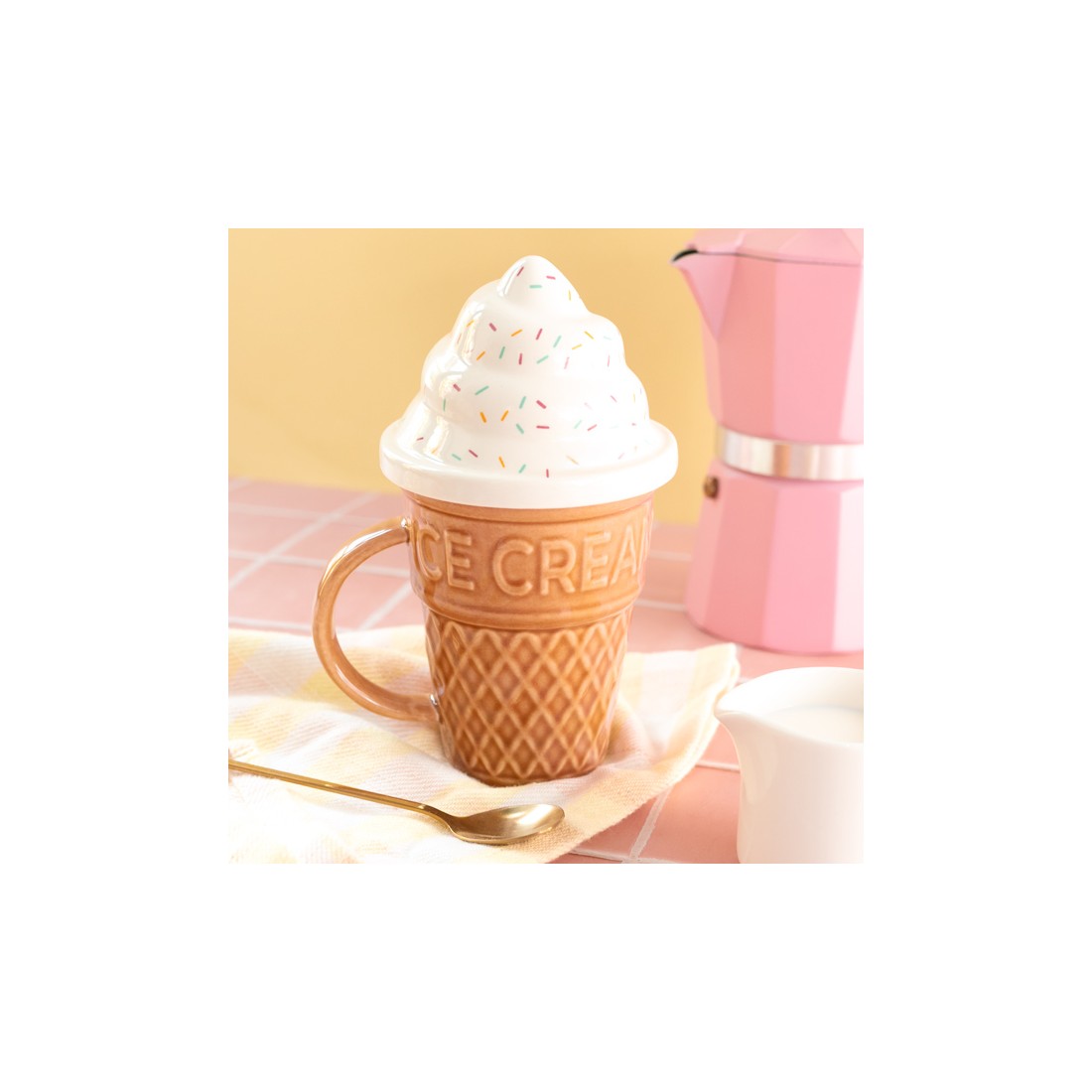 Tasse avec couvercle - Cornet de glace